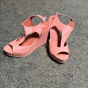 Nordstrom Nude Wedge Sandals with Ankle Strap